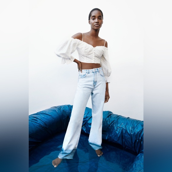 Zara Tops - Zara Floral Embroidered Off The Shoulder Top